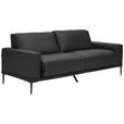 2,5-SITZER in Leder Schwarz  - Schwarz, Design, Leder/Metall (200/102/92cm) - Johann Jakob