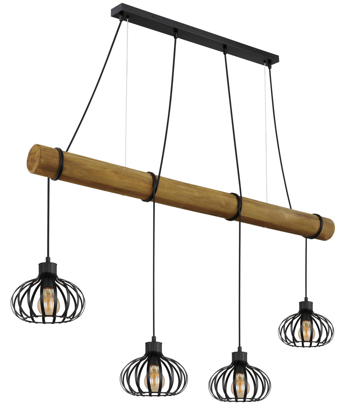 HÄNGELEUCHTE Caldwell 125/20/150 cm  - Schwarz/Braun, Natur, Holz/Kunststoff (125/20/150cm) - Globo