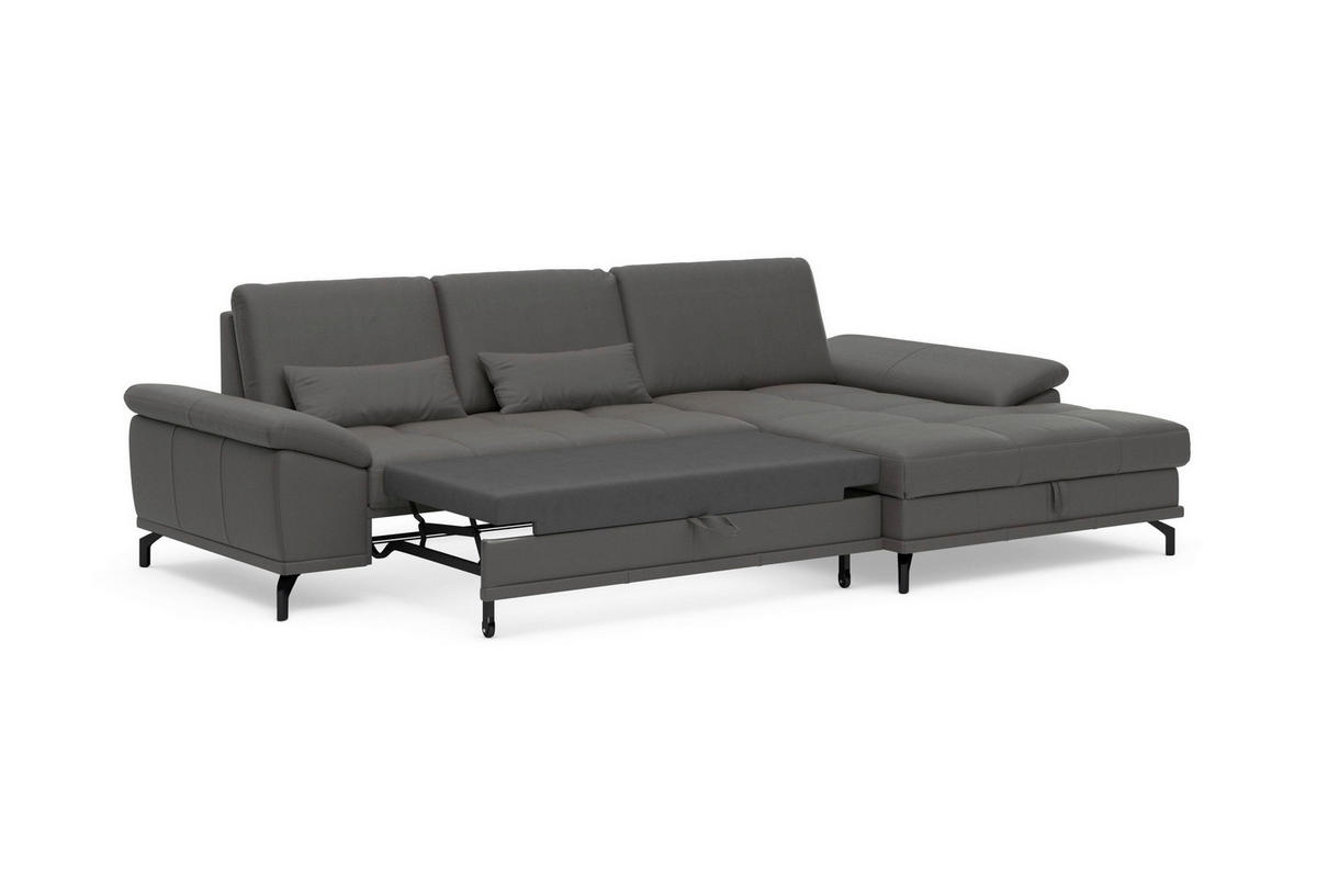 ROHOVÁ SEDAČKA, textil, koža, mokka - čierna/mokka, Basics, kov/koža (301/176cm) - Sit & More