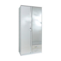 DREHTÜRENSCHRANK Weiss, Weiss Hochglanz  - Weiss Hochglanz/Chromfarben, Modern, Holzwerkstoff/Kunststoff (91/199/58cm) - MID.YOU