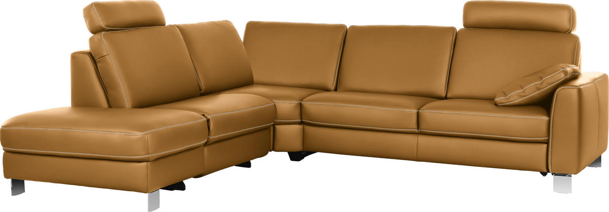 ECKSOFA in Echtleder Gelb  - Chromfarben/Gelb, KONVENTIONELL, Leder/Metall (245/272cm) - Valdera