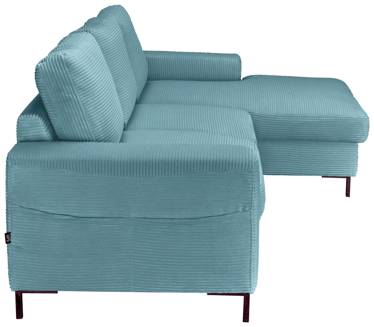 ECKSOFA Türkis Cord  - Türkis/Schwarz, KONVENTIONELL, Textil/Metall (240/150cm) - Carryhome