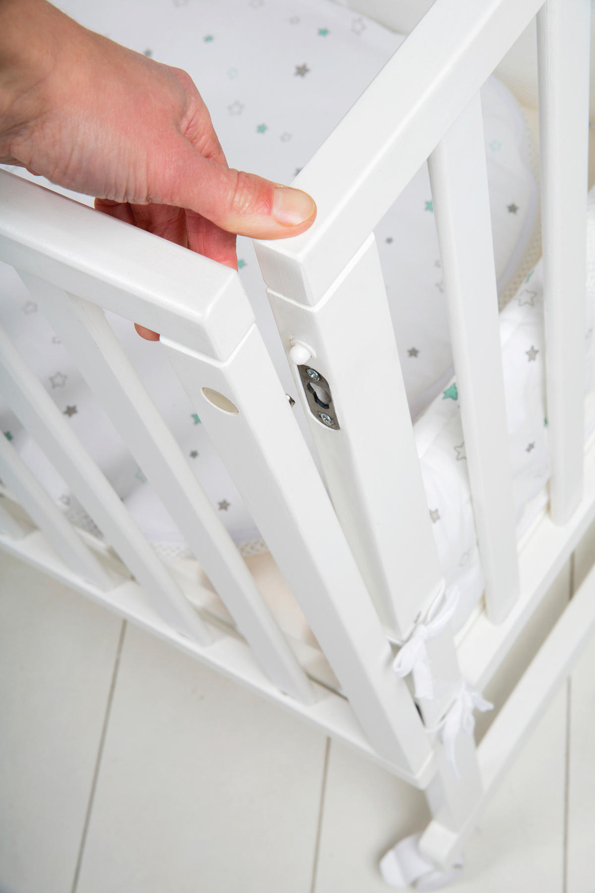 BEISTELLBETT Stubenbett 3 in 1 Sternenzauber  - Hellgrau/Weiß, Basics, Holzwerkstoff/Textil (49,5/85,5/90cm) - Roba