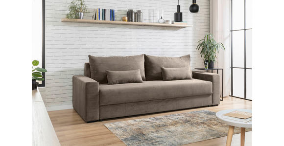 SCHLAFSOFA in Cord Taupe  - Taupe/Schwarz, KONVENTIONELL, Kunststoff/Textil (233/92/108cm) - Carryhome