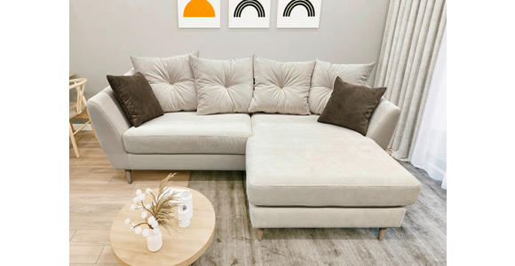 ECKSOFA Naturfarben Feincord  - Buchefarben/Naturfarben, KONVENTIONELL, Holz/Textil (211/154cm) - Carryhome