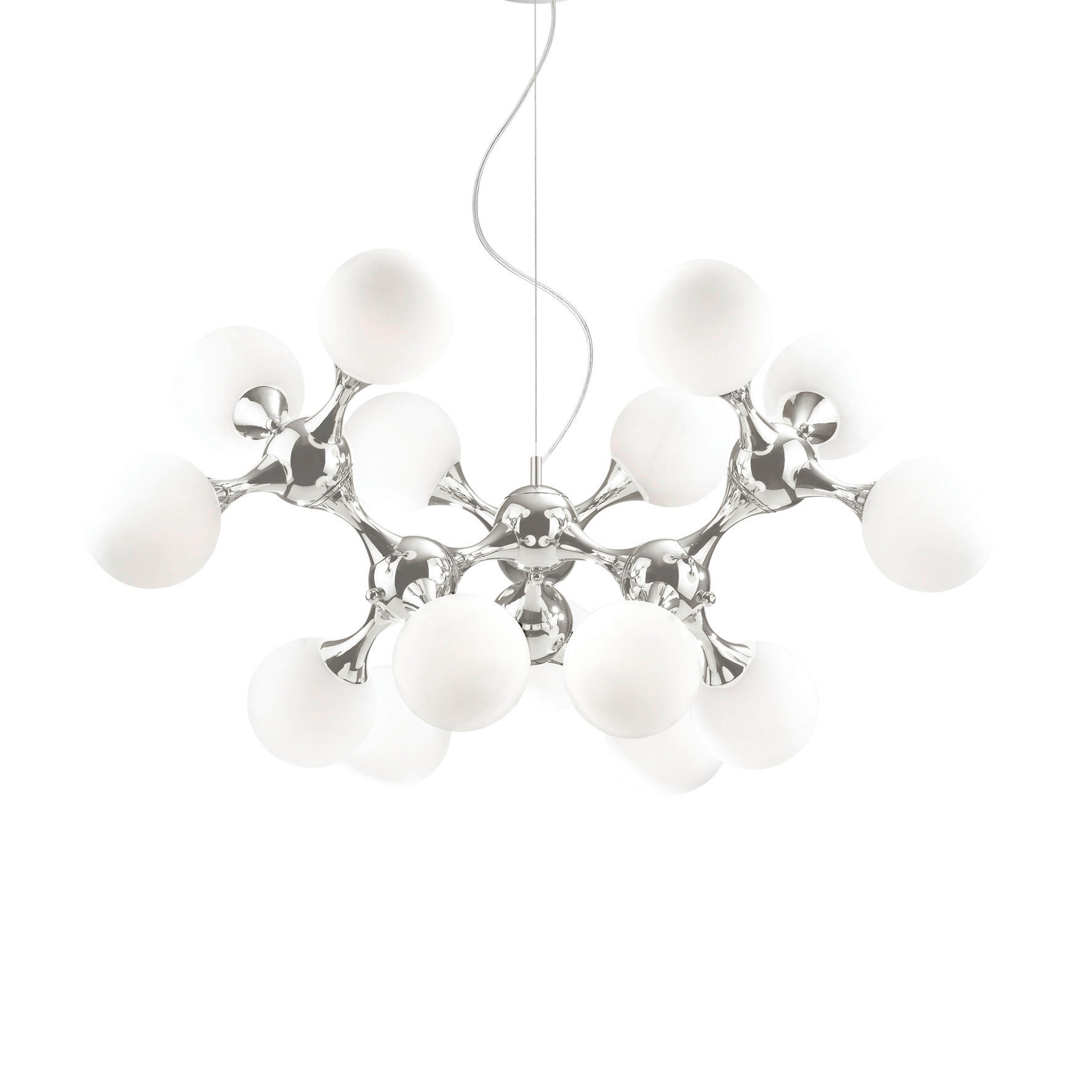 HÄNGELEUCHTE Nodi 105/83-240 cm   - Chromfarben/Weiß, Design, Glas/Metall (105/83-240cm) - Ideal Lux