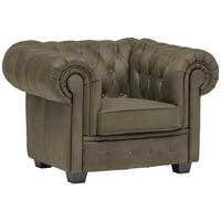 CHESTERFIELD-SESSEL in Lederlook Schlammfarben  - Wengefarben/Schlammfarben, Lifestyle, Holz/Textil (115/76,5/96cm) - Landscape
