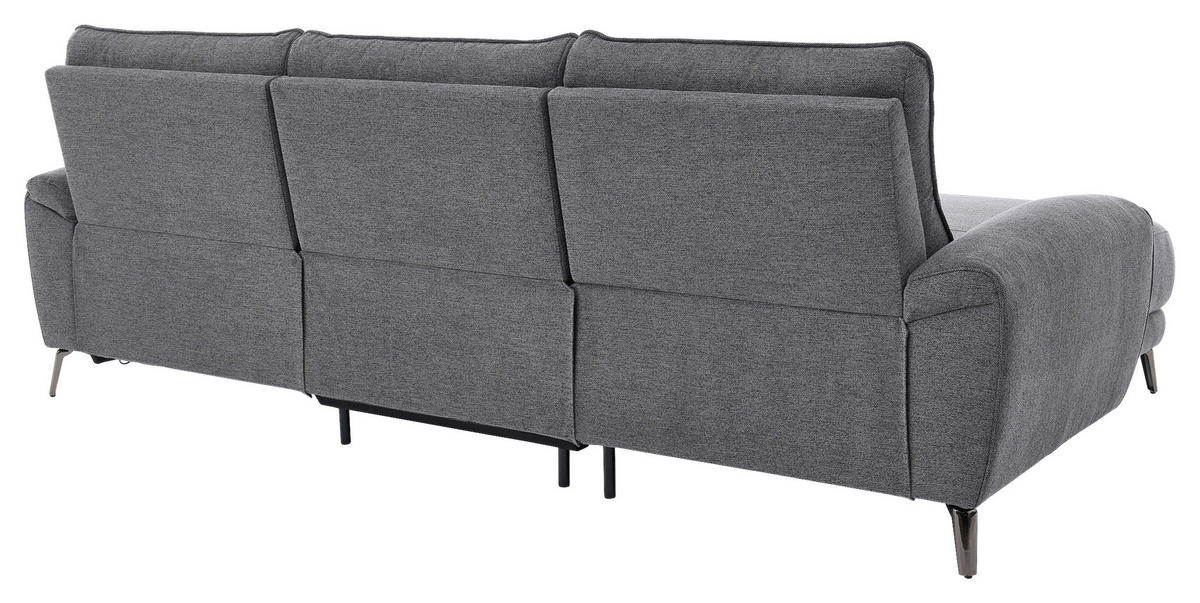 ECKSOFA Dunkelgrau Webstoff  - Chromfarben/Dunkelgrau, Design, Textil/Metall (168/272cm) - Carryhome