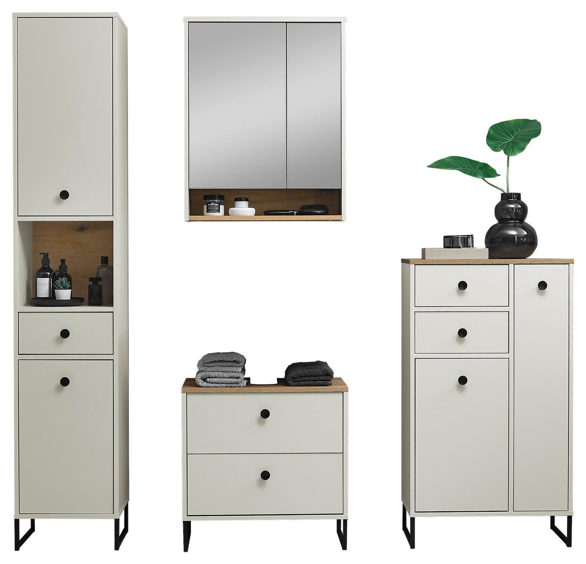 WASCHBECKENUNTERSCHRANK 60/60/35 cm  - Kaschmir/Eichefarben, MODERN, Holzwerkstoff/Kunststoff (60/60/35cm) - MID.YOU