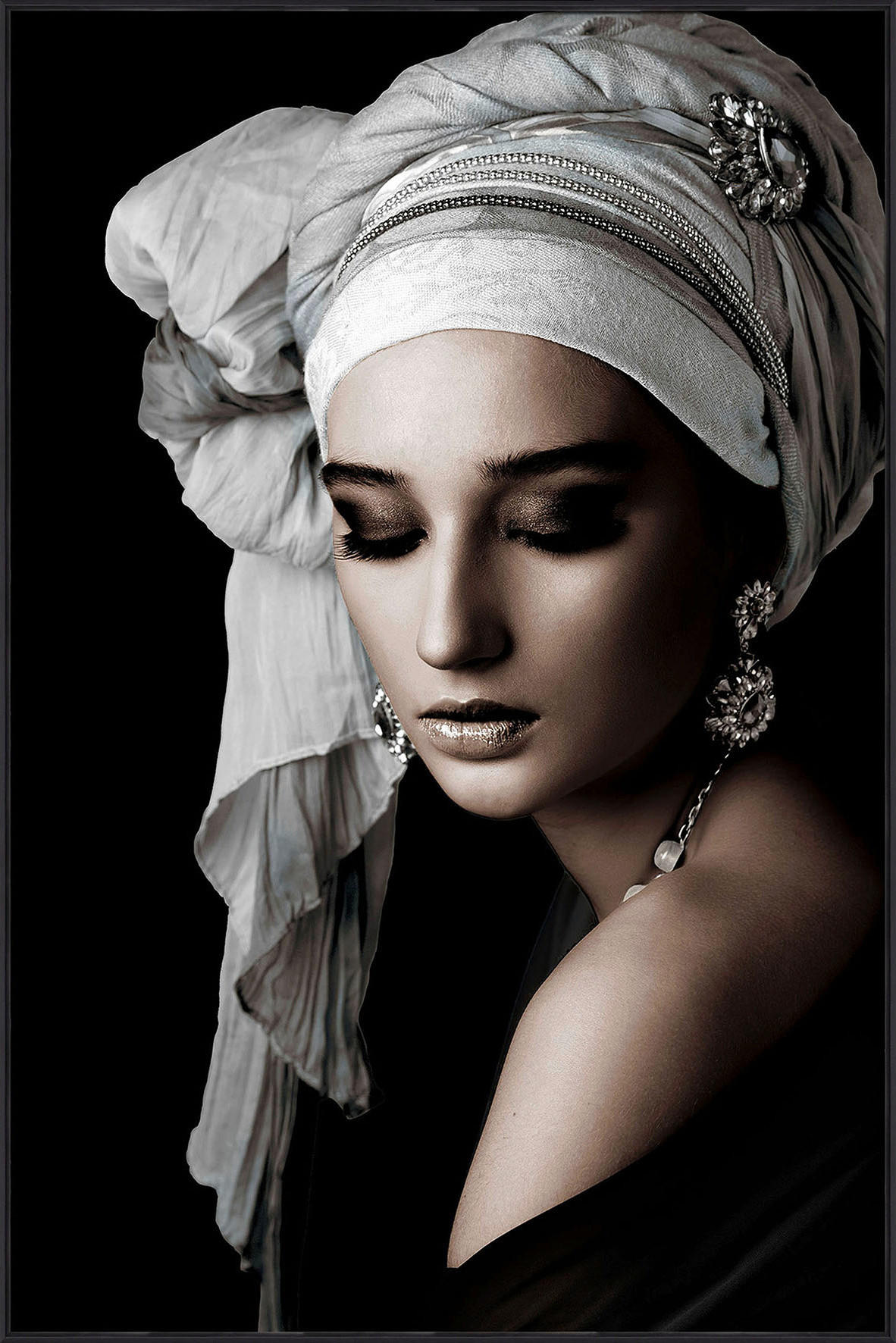 GLASBILD Frauen 80/120 cm  - Schwarz/Grau, Basics, Glas/Papier (80/120cm) - Monee