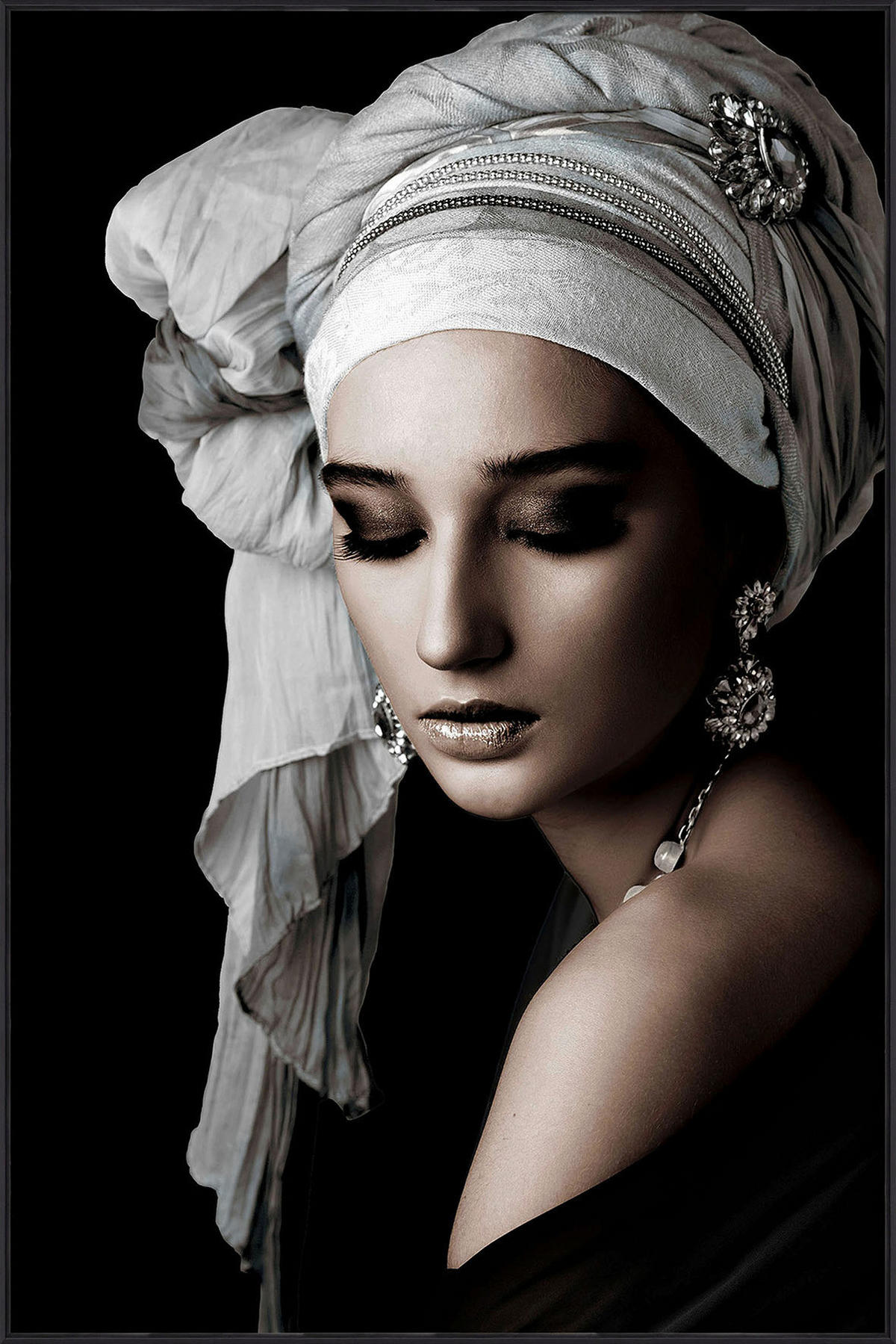 GLASBILD Frauen 80/120 cm  - Schwarz/Grau, Basics, Glas/Papier (80/120cm) - Monee