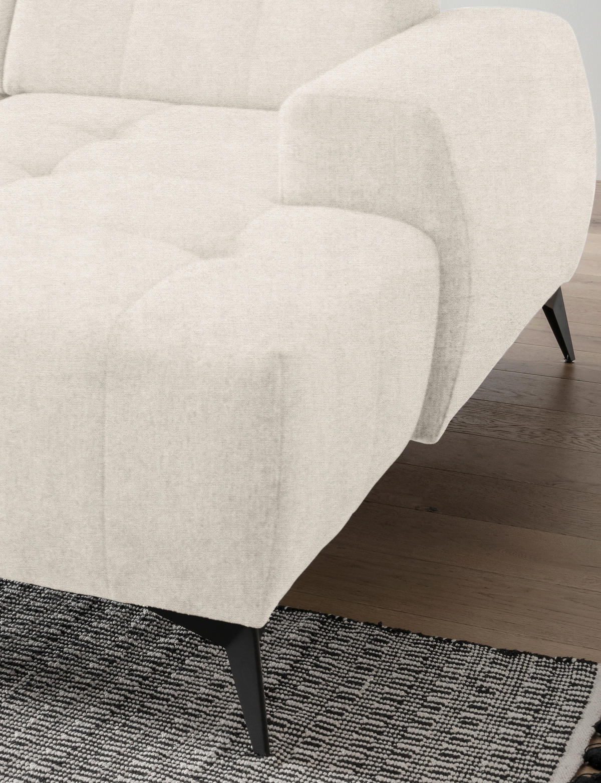 WOHNLANDSCHAFT Creme Mikrofaser  - Creme/Schwarz, MODERN, Textil/Metall (200/337/180cm) - Livetastic
