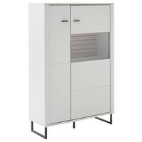 HIGHBOARD Weiss, Eichefarben  100/152/37 cm  - Weiss/Eichefarben, Design, Glas/Holzwerkstoff (100/152/37cm) - Stylife