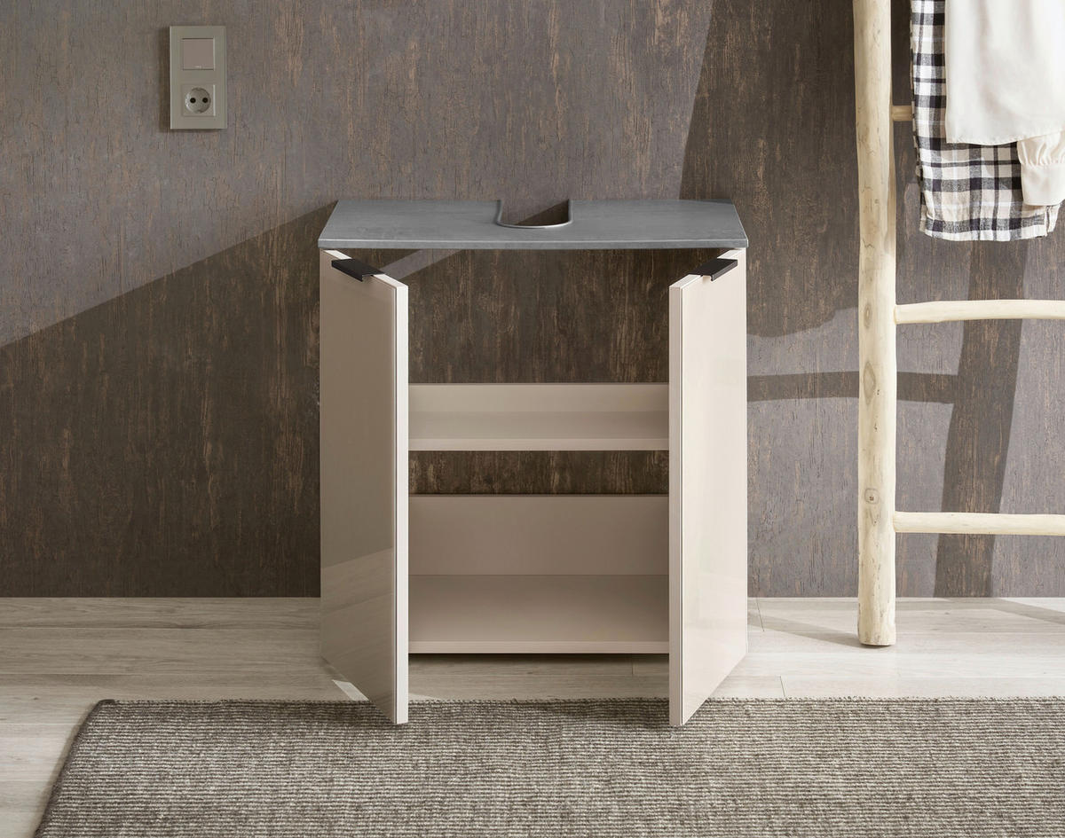 WASCHBECKENUNTERSCHRANK 60/60/35 cm  - Kaschmir/Anthrazit, Lifestyle, Glas/Holzwerkstoff (60/60/35cm) - home24