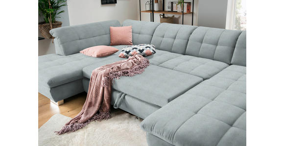 WOHNLANDSCHAFT in Mikrofaser Platinfarben  - Platinfarben/Chromfarben, Design, Kunststoff/Textil (211/350/204cm) - Xora