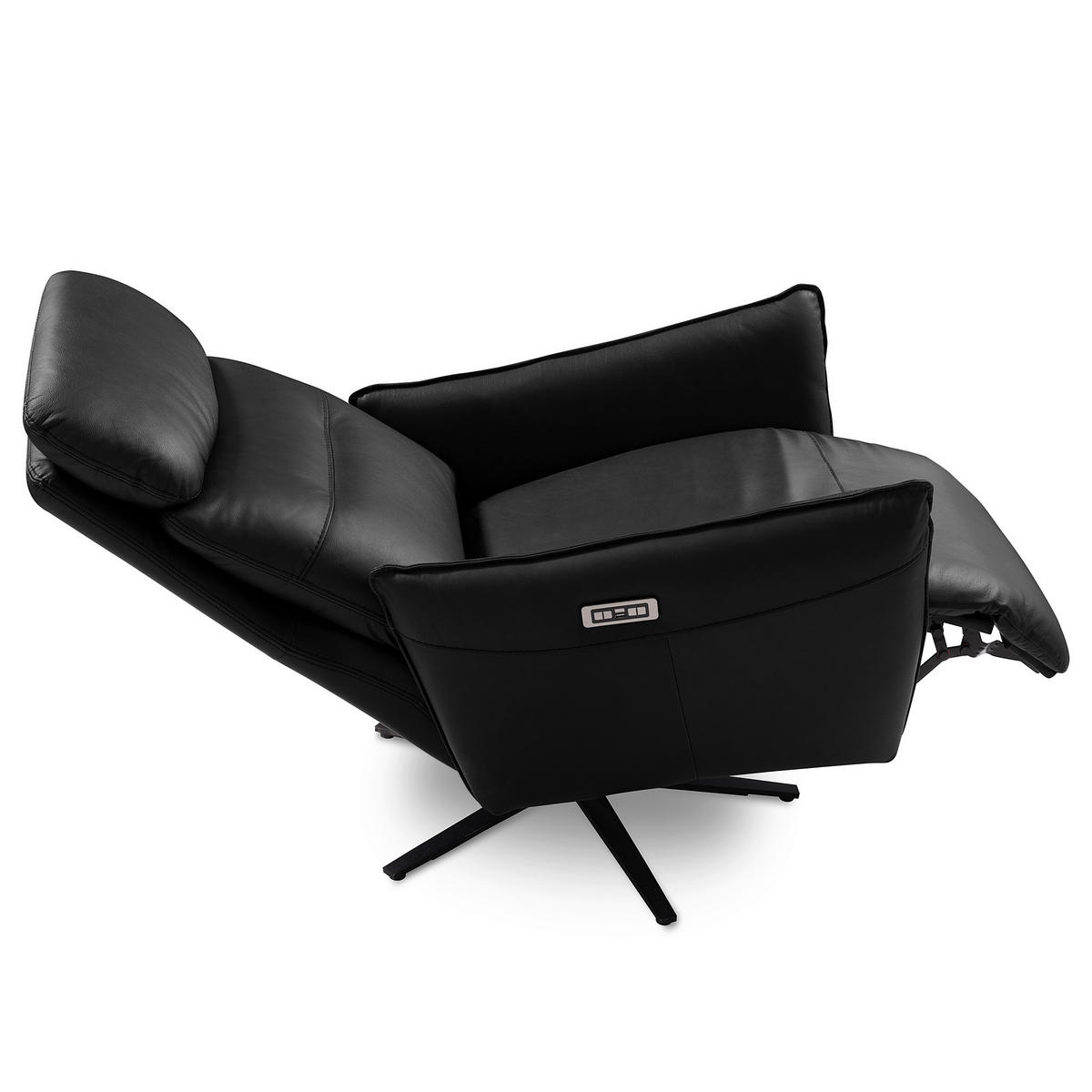 RELAXSESSEL in Leder Schwarz  - Schwarz, Design, Leder/Metall (77/107/88cm) - Livetastic