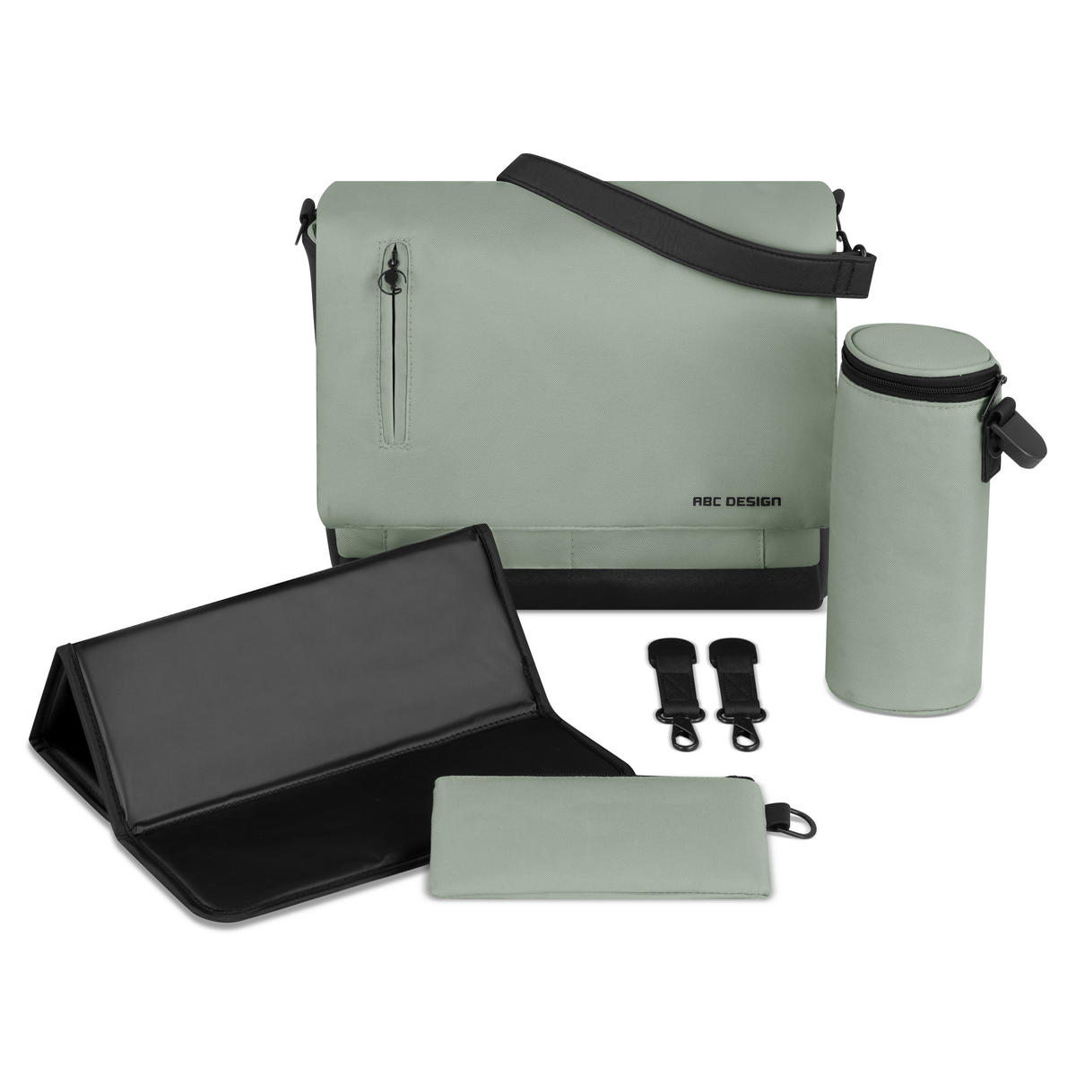 KINDERWAGENSET  Salsa 5 Air Set  Pine  - Pastellgrün/Schwarz, Basics, Textil/Metall (63/118/95,5cm) - ABC Design