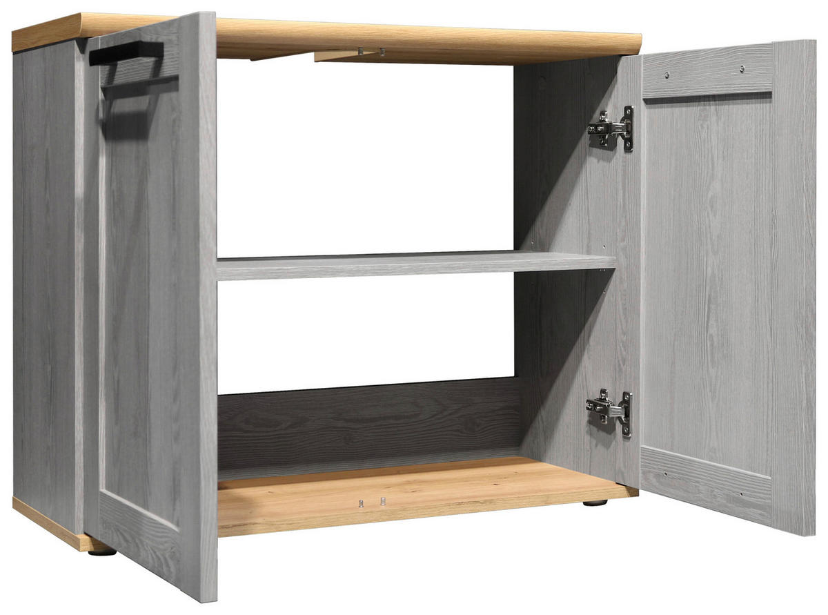WASCHBECKENUNTERSCHRANK 80/66/31 cm  - Schwarz/Eiche Artisan, KONVENTIONELL, Holzwerkstoff/Kunststoff (80/66/31cm) - home24