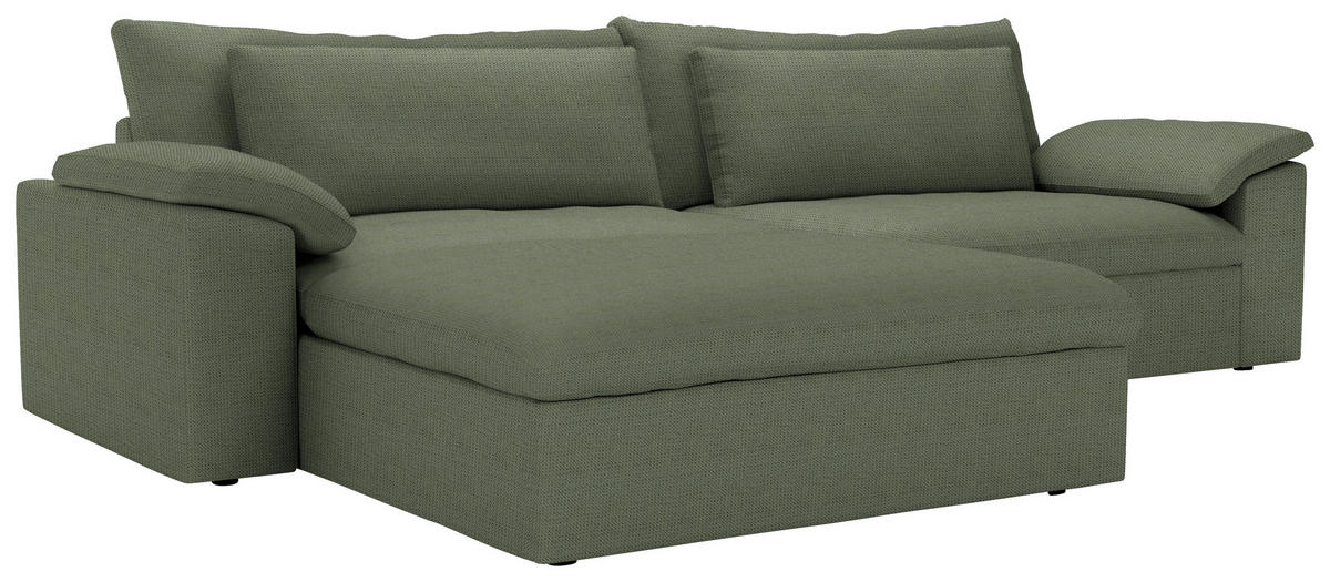 ECKSOFA  Chenille Dunkelgrün  - Dunkelgrün/Schwarz, Modern, Kunststoff/Textil (198/306cm) - Carryhome