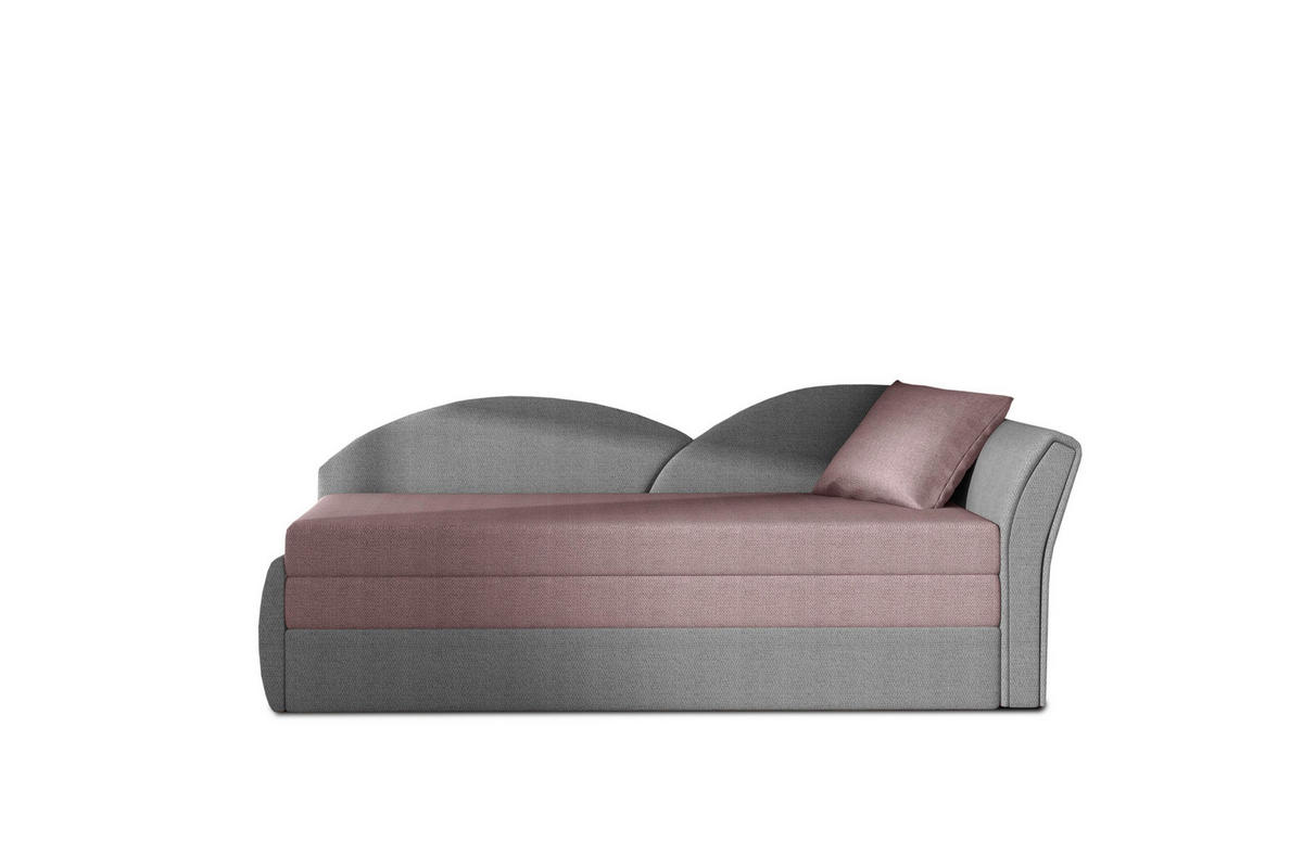 RÉCAMIERE Hellgrau, Rosa Webstoff  - Erlefarben/Hellgrau, Design, Kunststoff/Textil (218/80cm) - MID.YOU