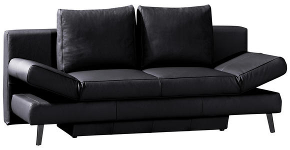 SCHLAFSOFA Schwarz Echtleder  - Schwarz, KONVENTIONELL, Leder/Metall (200/85/90cm) - Novel