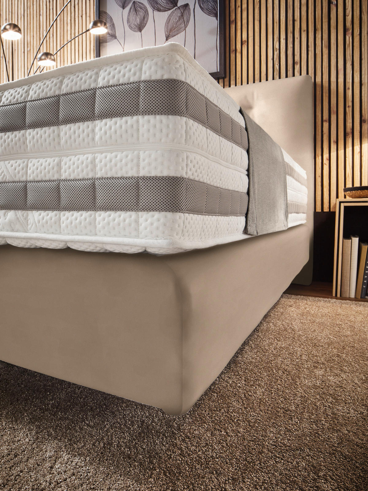 BOXSPRINGBETT 160/200 cm  in Beige  - Beige, KONVENTIONELL, Holz/Textil (160/200cm) - Dieter Knoll
