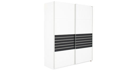 SCHWEBETÜRENSCHRANK in Dunkelgrau, Weiß - Chromfarben/Dunkelgrau, Design, Glas/Holzwerkstoff (181/223/68cm) - Voleo