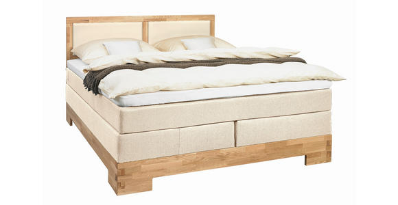 BOXSPRINGBETT 140/200 cm  in Eichefarben, Beige  - Eichefarben/Beige, Design, Holz/Textil (140/200cm) - Linea Natura