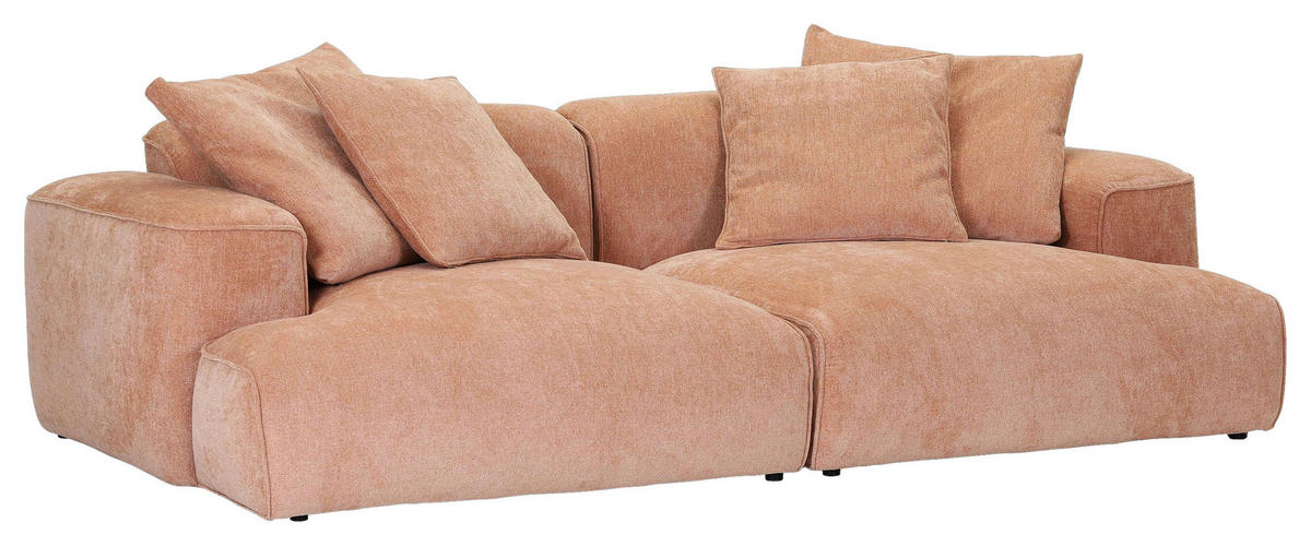 MEGASOFA Flachgewebe Aprikose  - Aprikose/Schwarz, MODERN, Kunststoff/Textil (270/77/140cm) - Lomoco