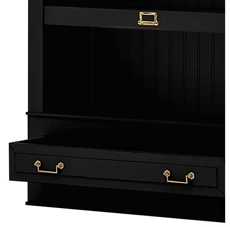 BÜCHERWAND Pinie massiv Schwarz  - Schwarz/Bronzefarben, LIFESTYLE, Holz/Metall (214/238,5/46,5cm) - Livetastic