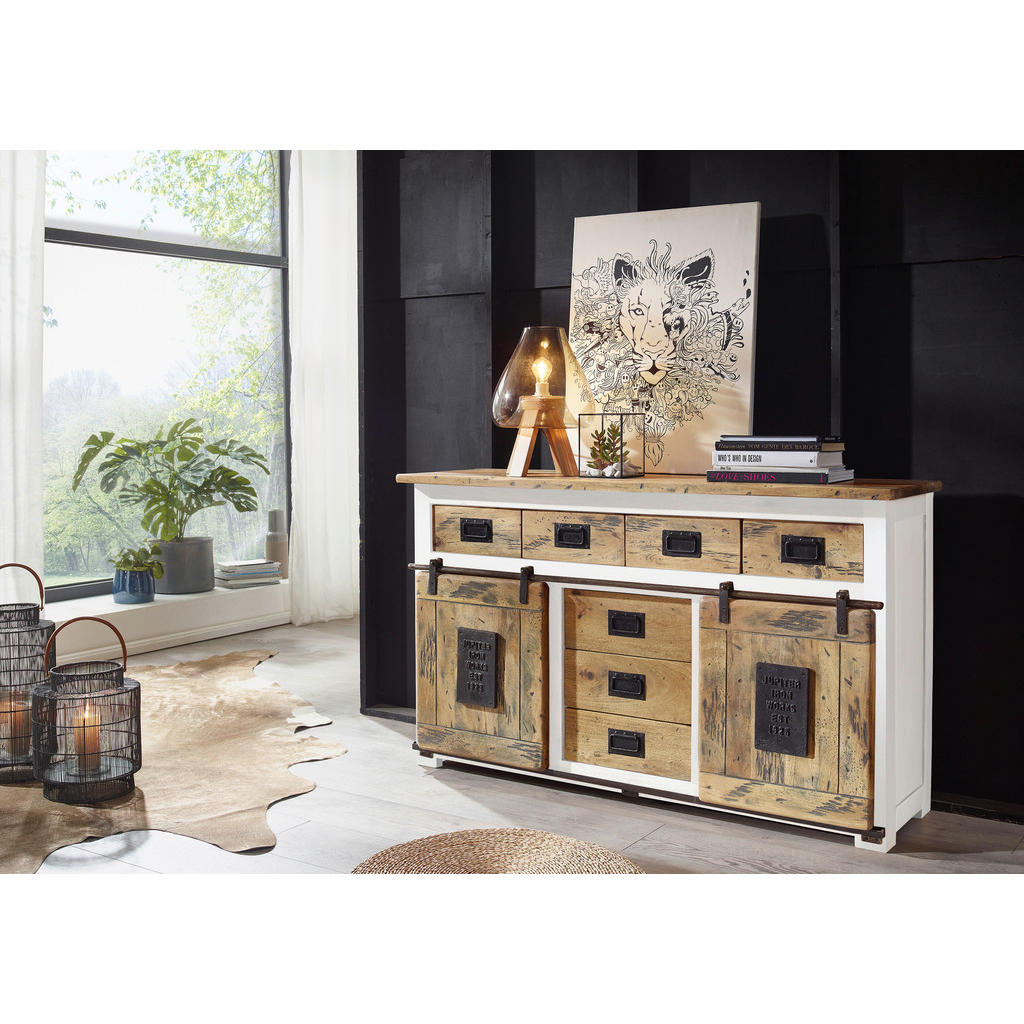 Thumbnail - Livetastic Sideboard, Braun, Schwarz, Weiß, Holz, Mangoholz,Mangoholz,Mangoholz,Mangoholz,Mangoholz,Mangoholz, vollmassi...