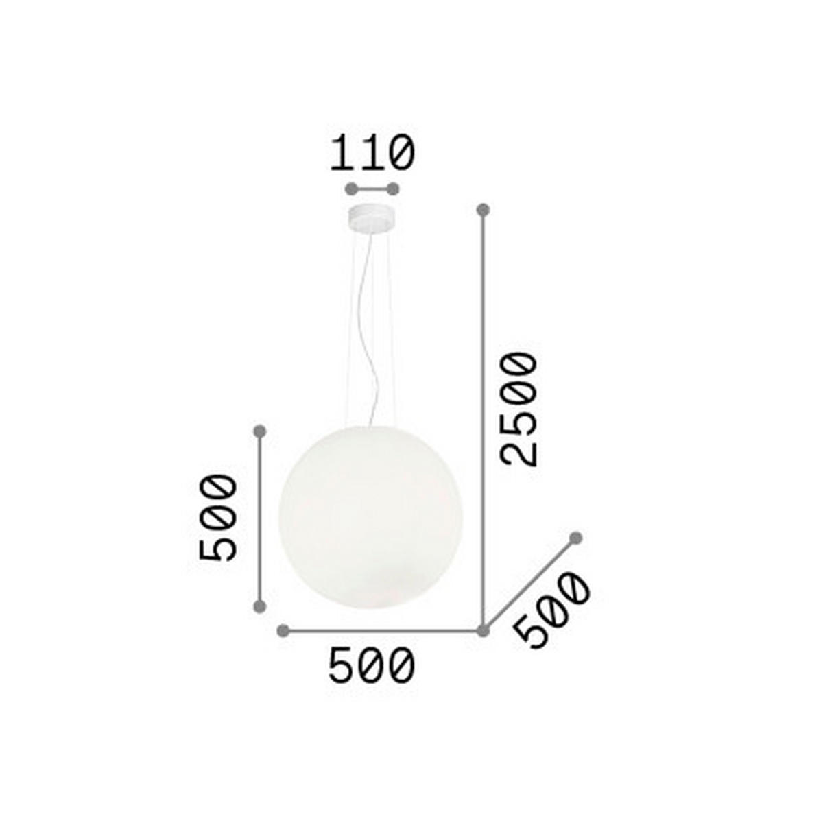 HÄNGELEUCHTE 50/75-250 cm  - Weiß, Basics, Glas (50/75-250cm) - Ideal Lux