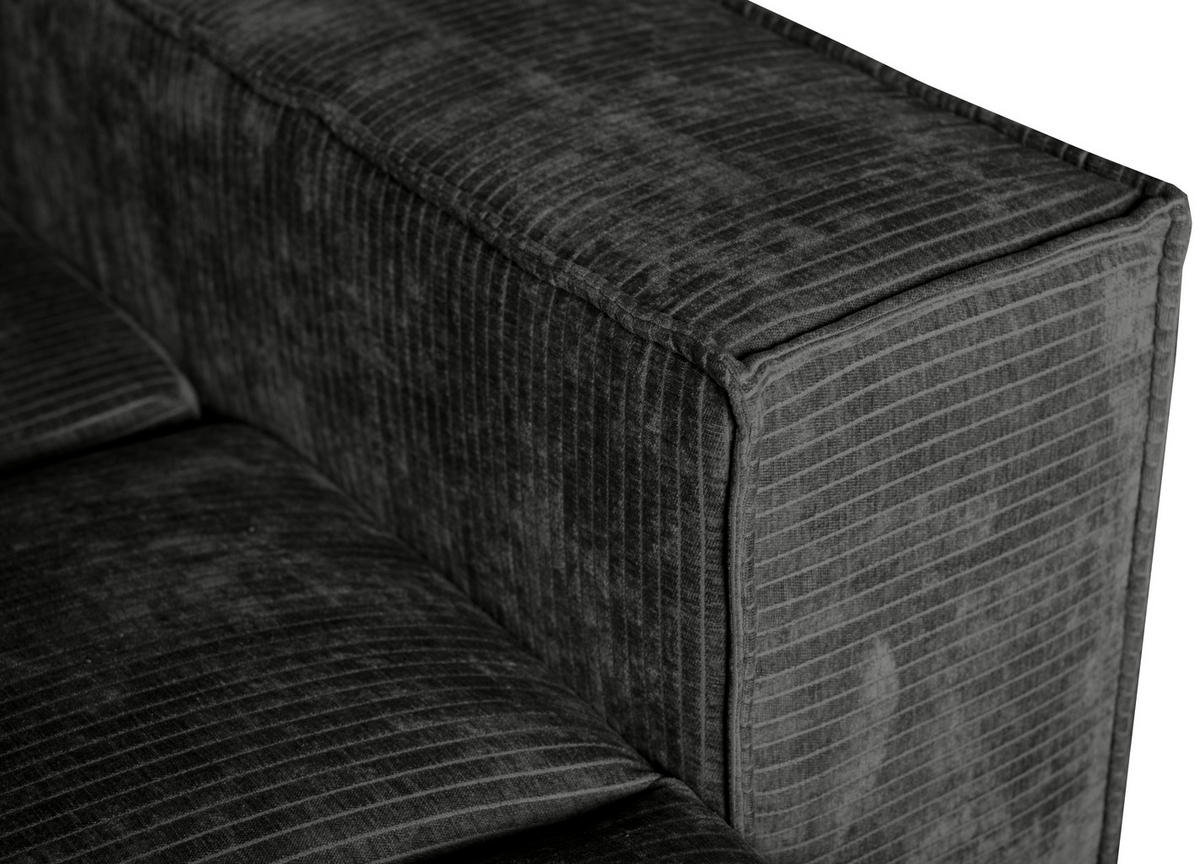 BIGSOFA in Flachgewebe Schwarz  - Chromfarben/Schwarz, KONVENTIONELL, Textil/Metall (256/68/122cm) - Carryhome