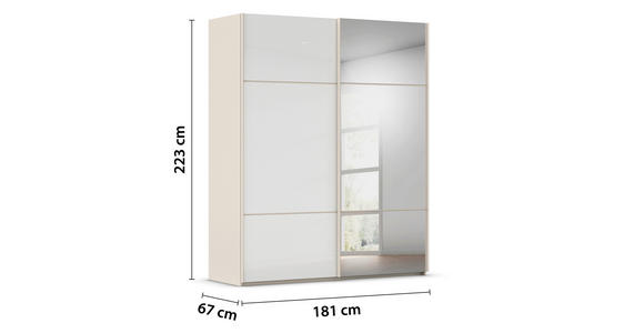 SCHWEBETÜRENSCHRANK in Weiß, Champagner - Champagner/Weiß, KONVENTIONELL, Glas/Holzwerkstoff (181/223/68cm) - Novel