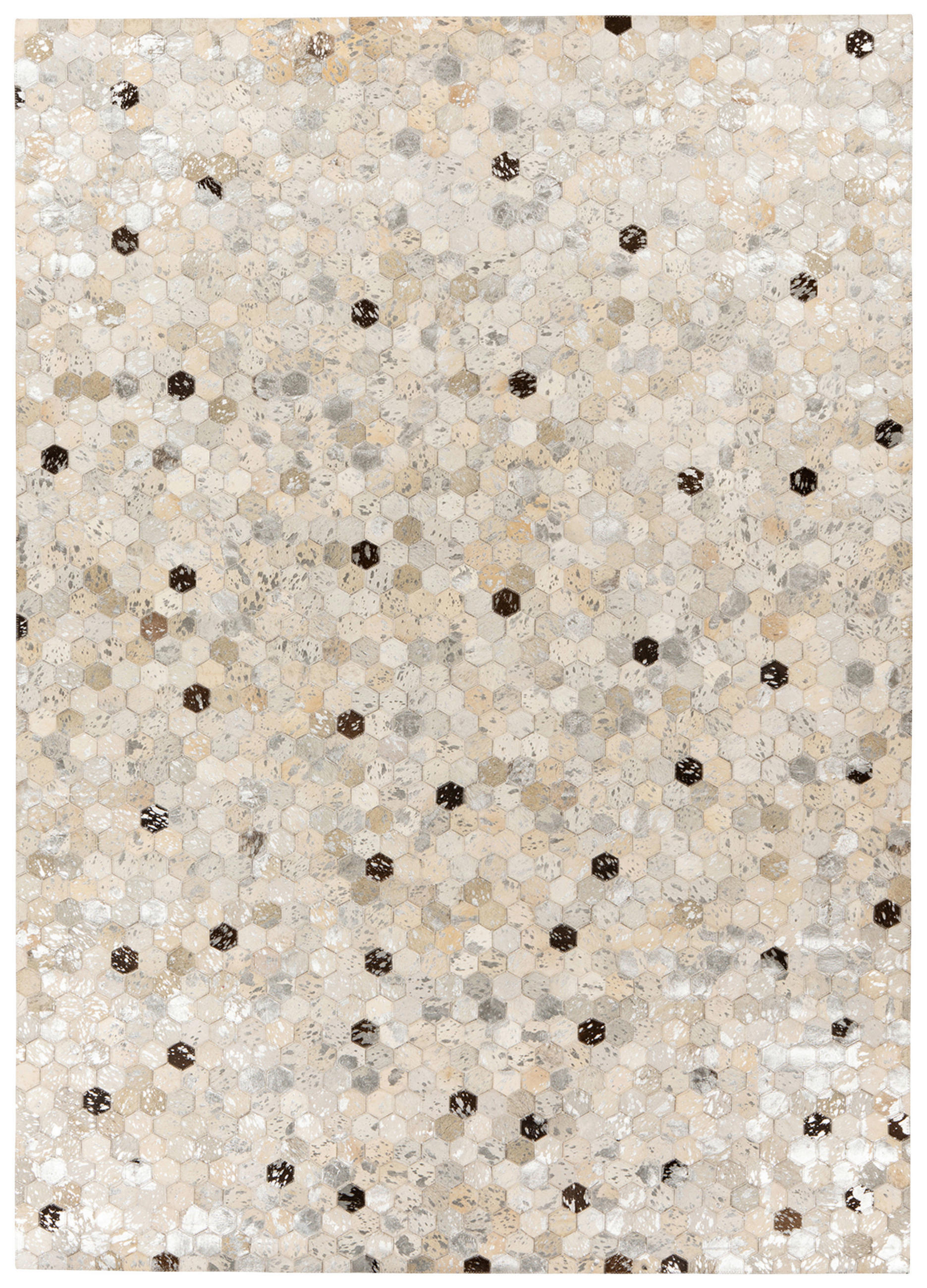 LEDERTEPPICH 80/150 cm Grau, Silberfarben  - Silberfarben/Grau, KONVENTIONELL, Leder/Textil (80/150cm)