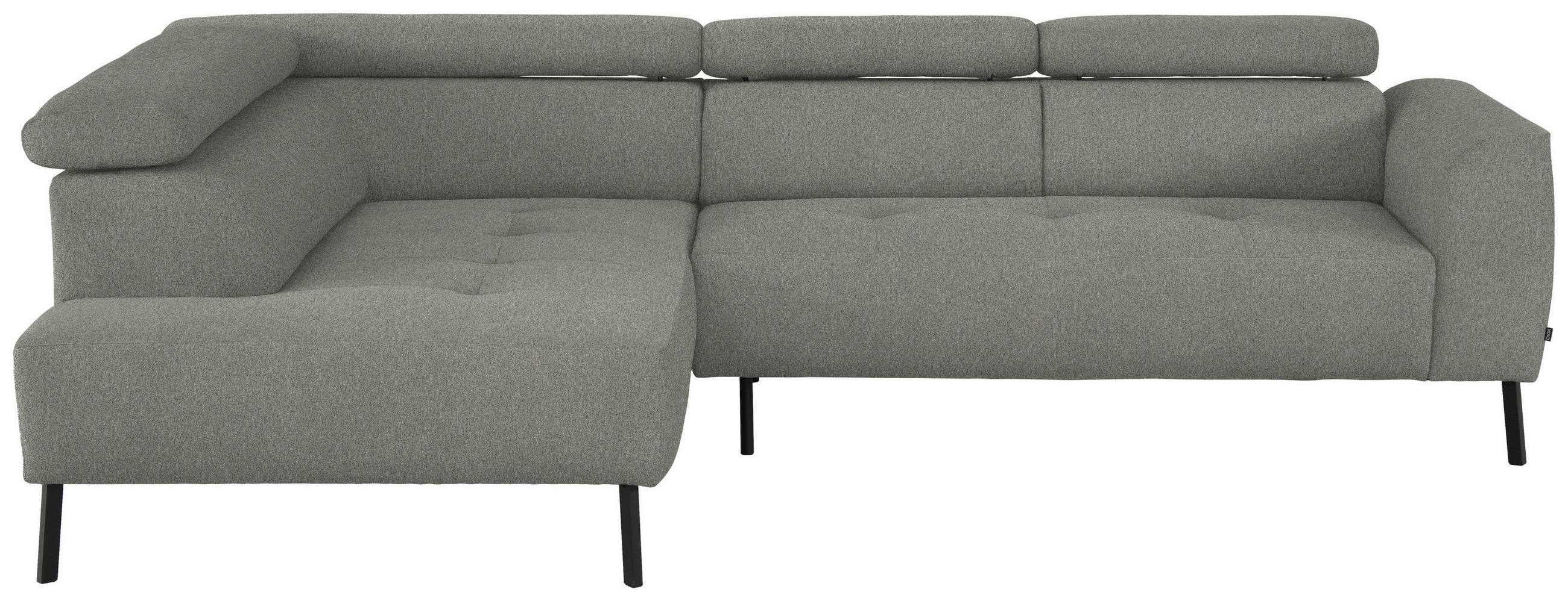 ECKSOFA in Struktur Hellgrau  205/280 cm  - Hellgrau/Schwarz, Design, Textil/Metall (205/280cm) - Xora