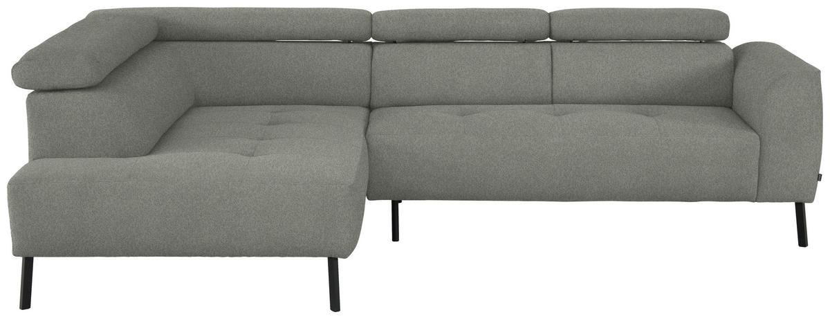ECKSOFA in Struktur Hellgrau  205/280 cm  - Hellgrau/Schwarz, Design, Textil/Metall (205/280cm) - Xora