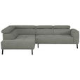 ECKSOFA in Struktur Hellgrau 205/280 cm - Hellgrau/Schwarz, Design, Textil/Metall (205/280cm) - Xora