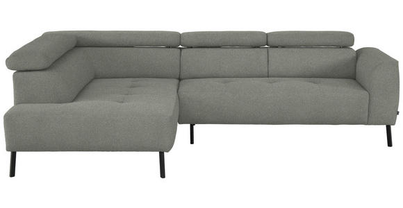 ECKSOFA in Struktur Hellgrau 205/280 cm - Hellgrau/Schwarz, Design, Textil/Metall (205/280cm) - Xora
