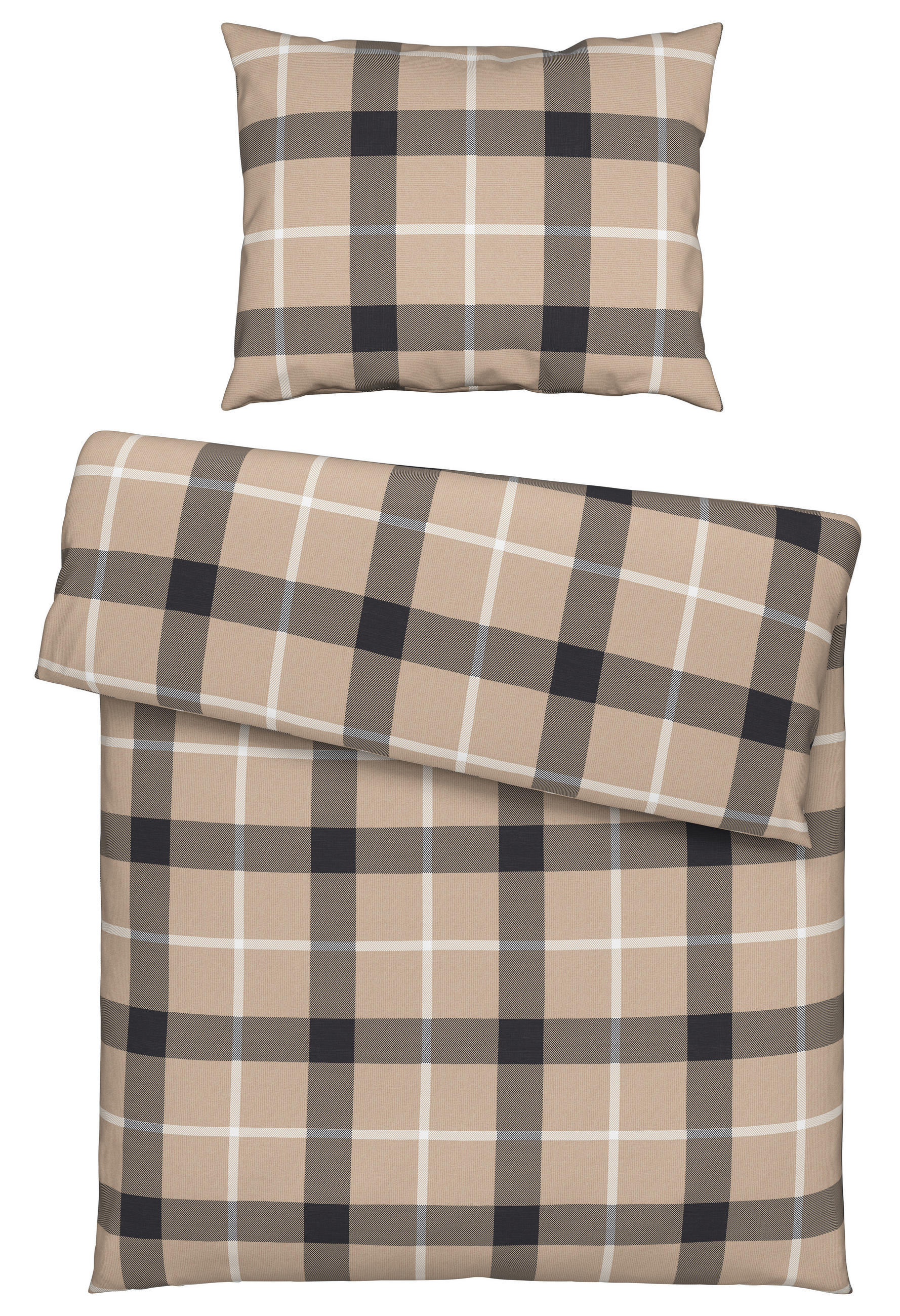 POSTEĽNÁ BIELIZEŇ, flanel, antracitová, prírodná farba, 140/200 cm - prírodná farba/antracitová, Konventionell, textil (140/200cm) - Esposa
