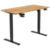 SCHREIBTISCH 120/60/70-115 cm Schwarz, Plankeneiche höhenverstellbar, Memoryschalter, Getränkehalter, Headsethalter elektrisch höhenverstellbar  - Plankeneiche/Schwarz, Modern, Holzwerkstoff/Kunststoff (120/60/70-115cm) - Livetastic