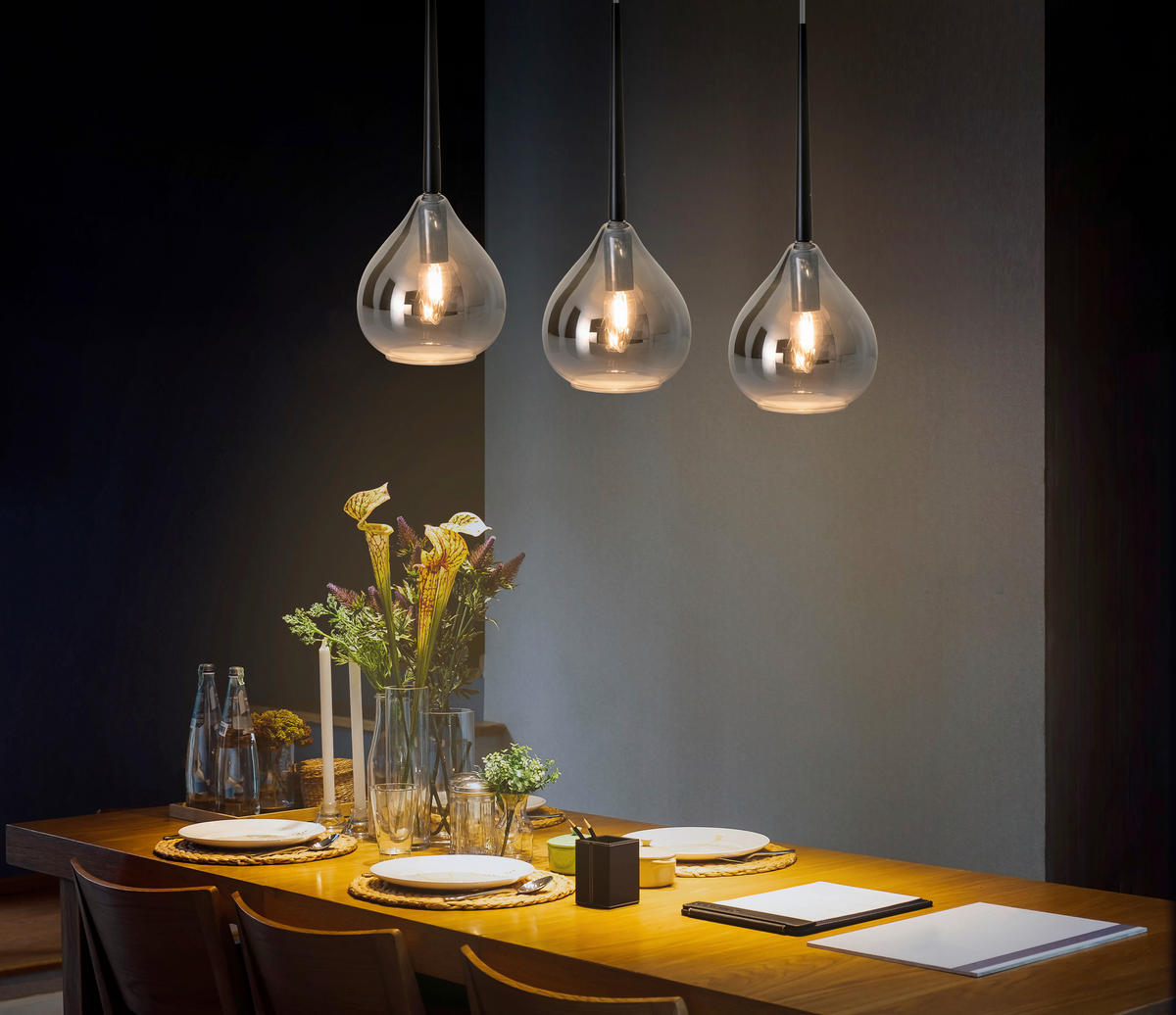 HÄNGELEUCHTE Vaso 136/16 cm   - Anthrazit/Schwarz, Design, Glas/Kunststoff (136/16cm) - Näve