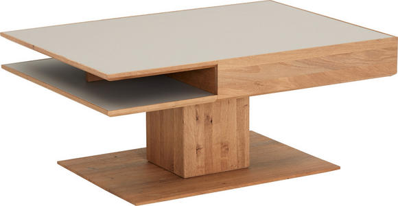 COUCHTISCH in Holz, Glas 105/75/46 cm - Fango/Eichefarben, Design, Glas/Holz (105/75/46cm) - Valnatura