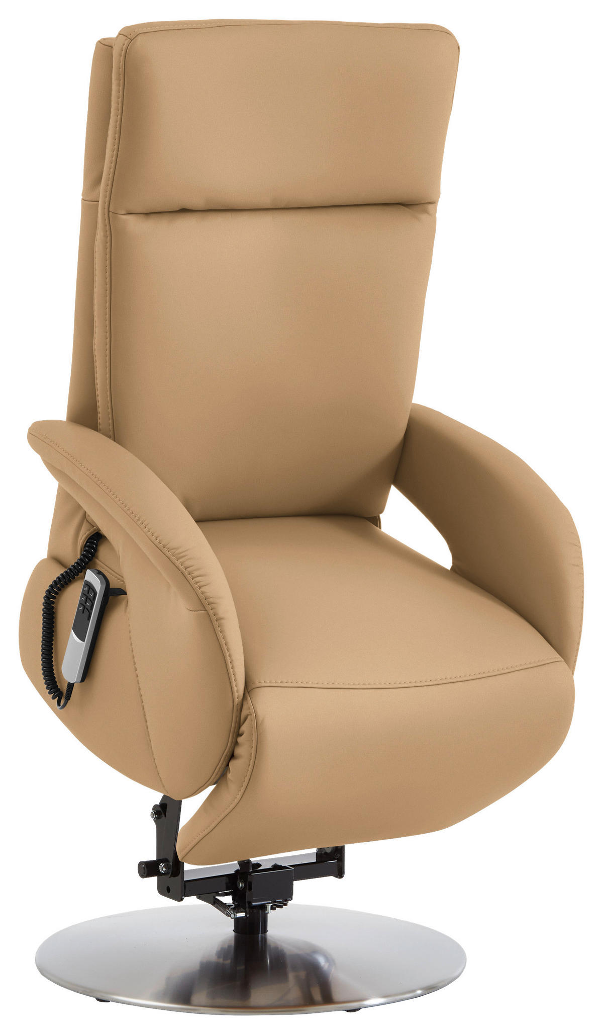 RELAXSESSEL in Leder Honig  - Edelstahlfarben/Honig, Design, Leder/Metall (70/108/80cm) - Cantus