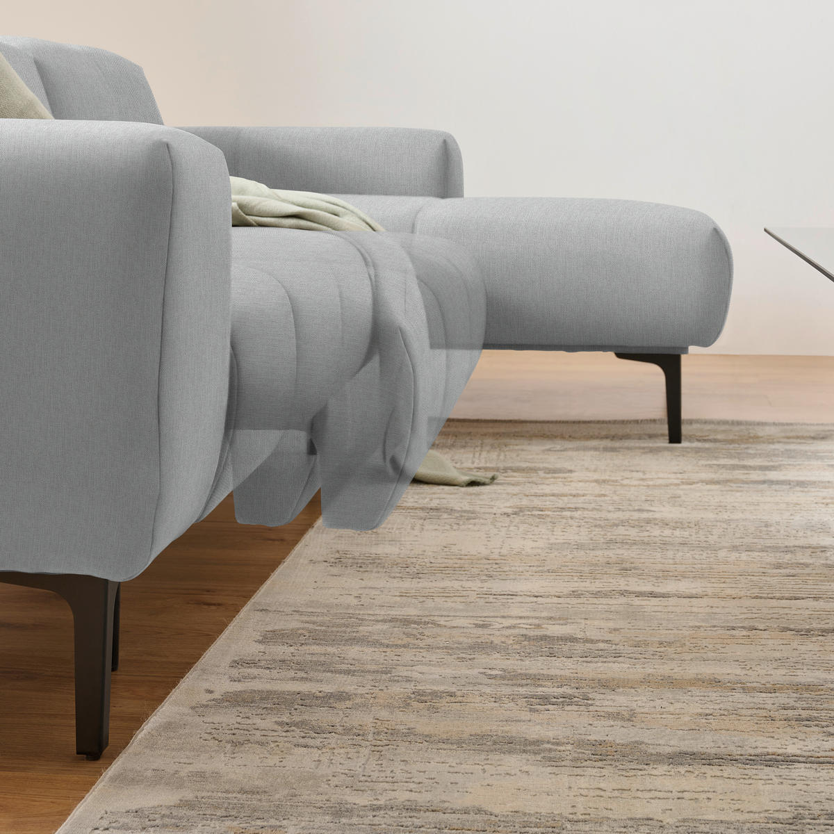 ECKSOFA in Chenille Hellgrau  311/167 cm  - Hellgrau/Schwarz, Design, Textil/Metall (311/167cm) - Xora