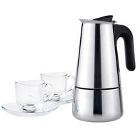 ESPRESSO-SET  - Edelstahlfarben/Transparent, KONVENTIONELL, Glas/Kunststoff - Leonardo