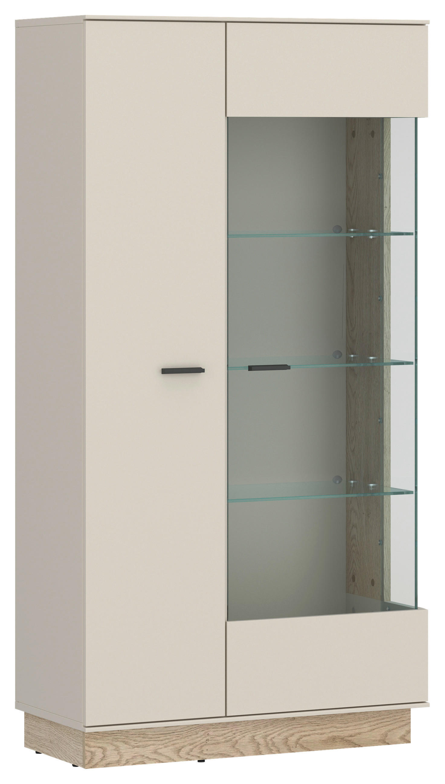 Vitrine, Meolo, B: 75 cm Kaschmir/Eichefarben