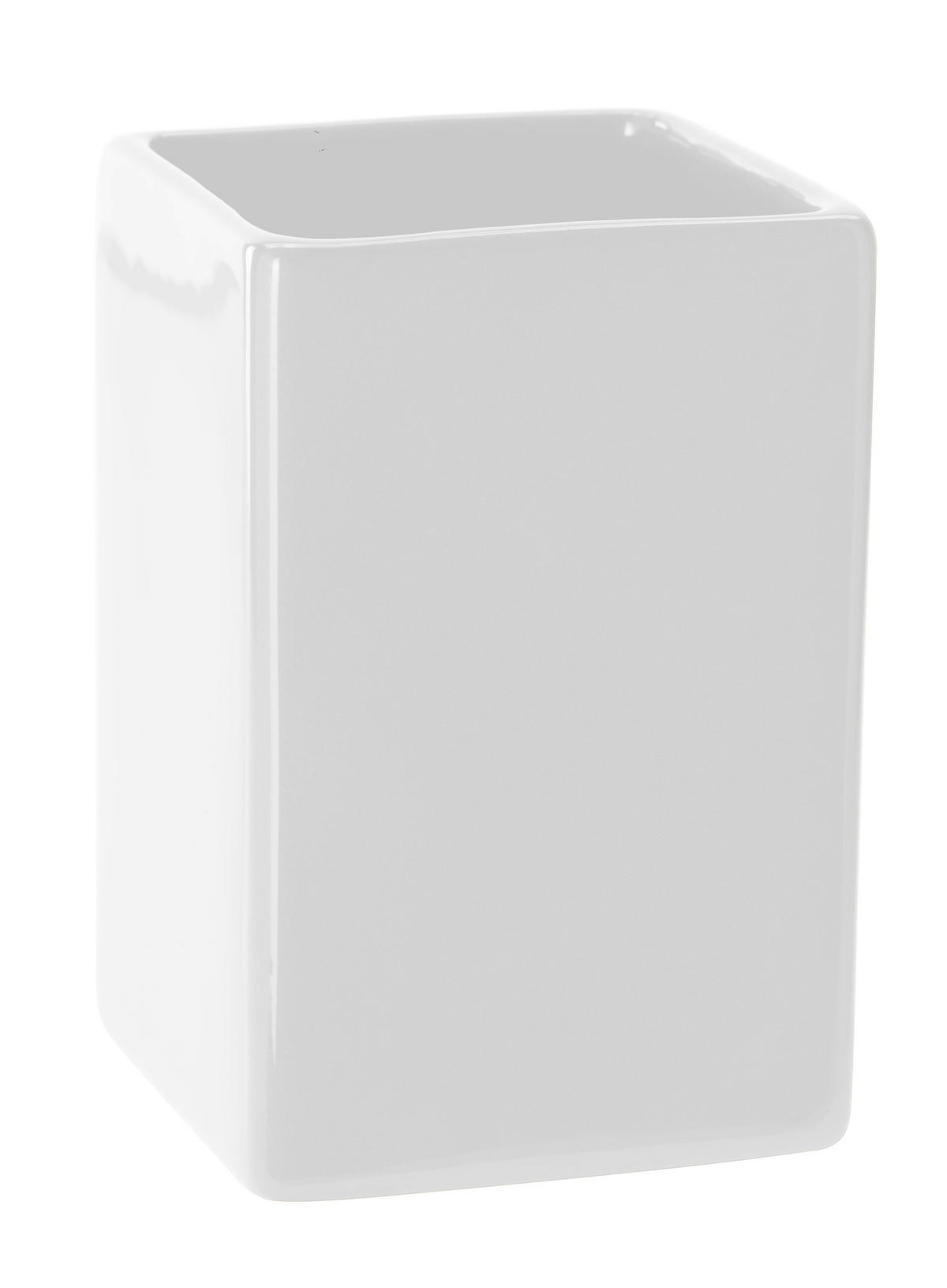 KELÍMEK NA ZUBNÍ KARTÁČEK bílá - bílá, Basics, keramika (7/11/7cm) - Sadena