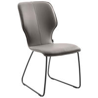 STUHL Echtleder Hellgrau  - Dunkelgrau/Hellgrau, Design, Leder/Metall (49/95/63cm) - Musterring