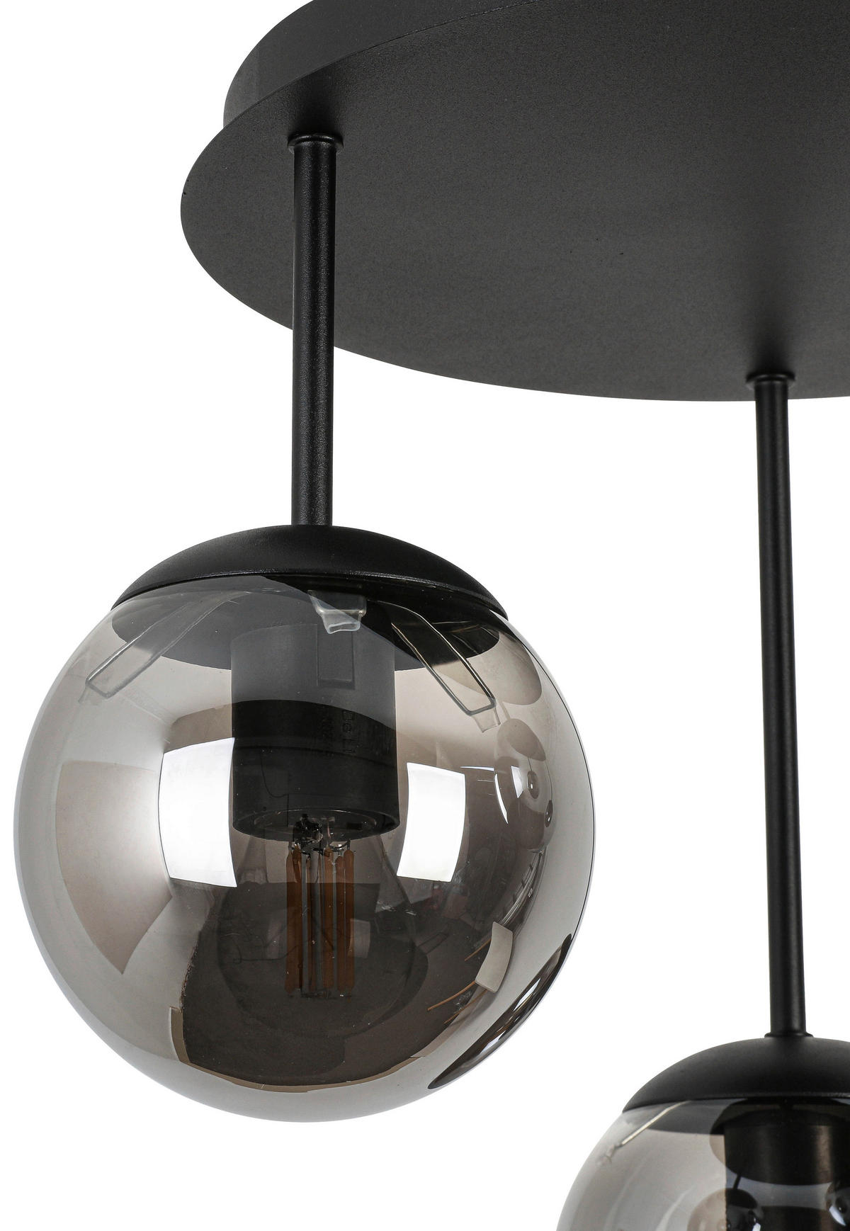 DECKENLEUCHTE 35,5/36/38 cm   - Chromfarben/Schwarz, Trend, Glas/Kunststoff (35,5/36/38cm) - Novel